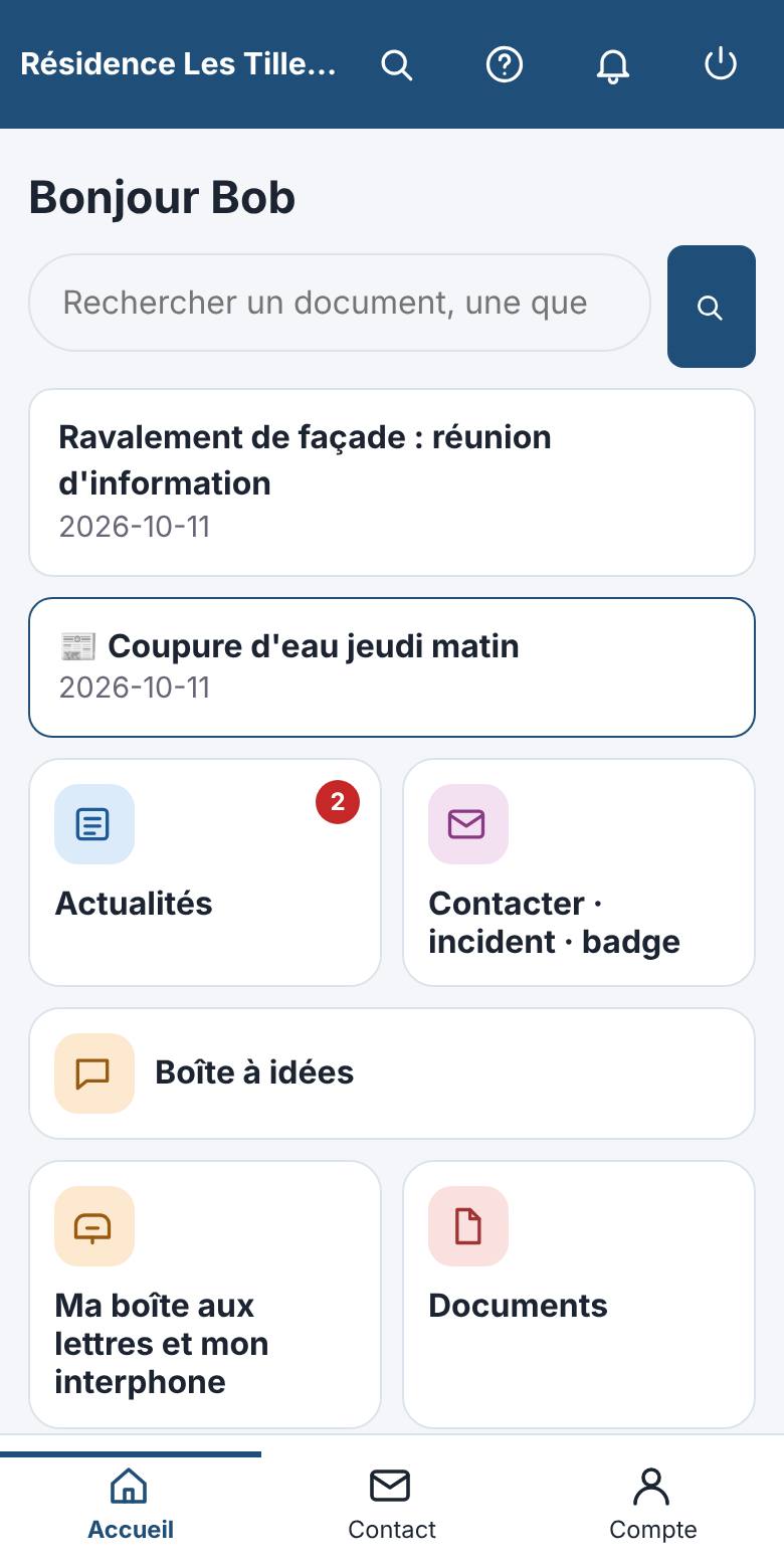 L'accueil du résident : actualités, projets, demandes.