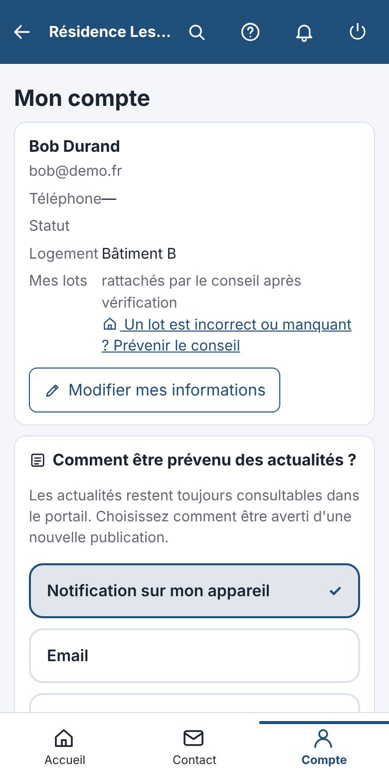 Mon compte : tout ce qui concerne la connexion.