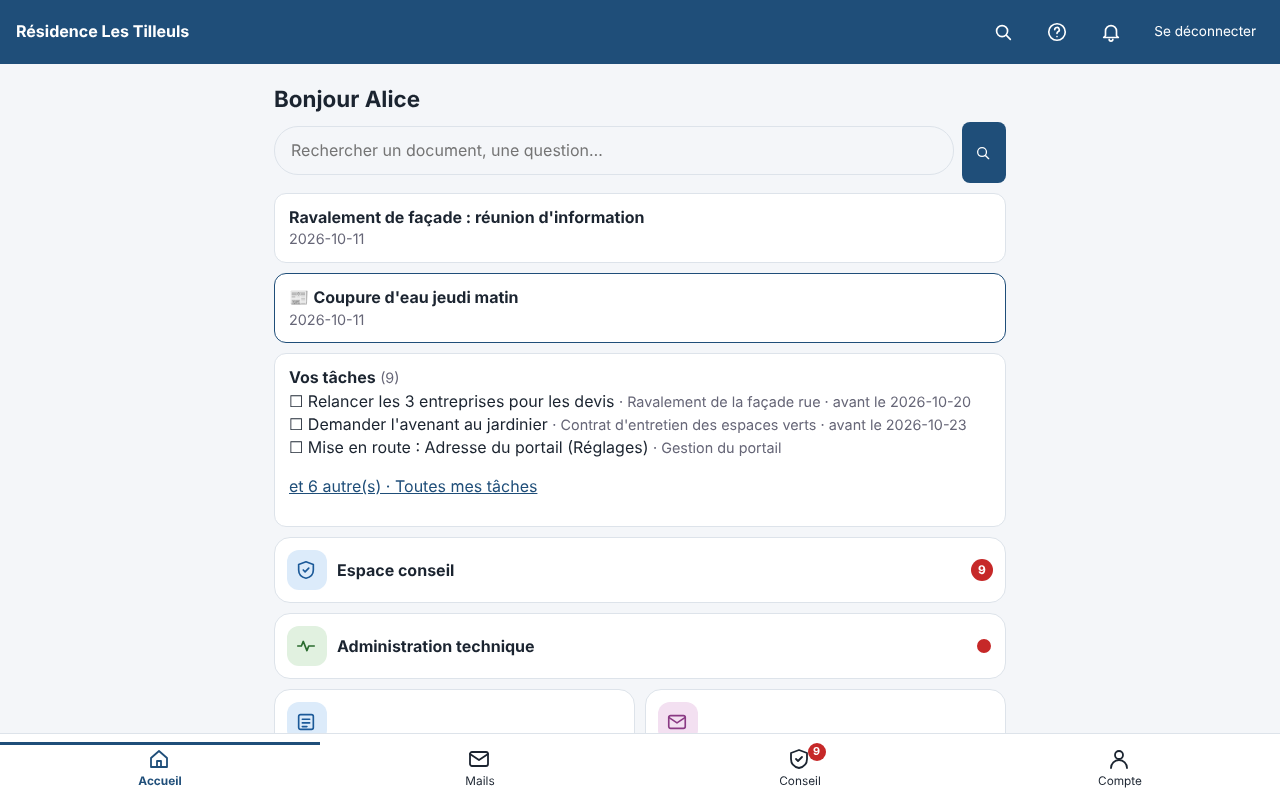 Accueil d'un membre du conseil