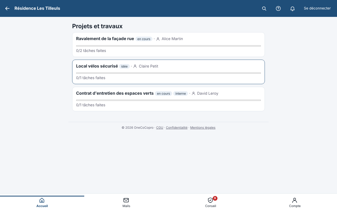 Projets et travaux